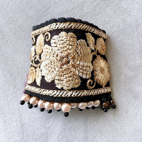 インド刺繍リボンのポニーフック