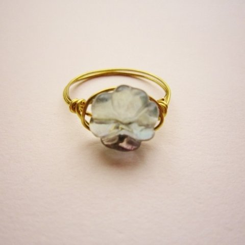 フローライト　クローバー　Wire　Ring