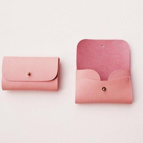【アウトレット】✻　名刺入れ　カードケース　✻ 　牛革　✻　桜ピンク色　✻　　　⑮