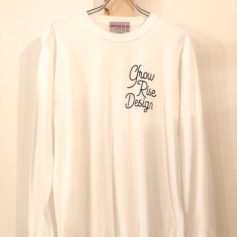 GROW RISE DESIGN　ワンポイントロゴ　ロングスリーブTシャツ（ホワイト）