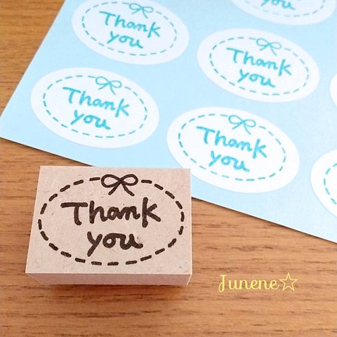 thank-you☆はんこ(楕円シールリボン)