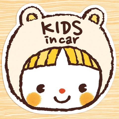 KIDS IN CAR マグネットステッカー(前髪ぱっつんベアーちゃん）