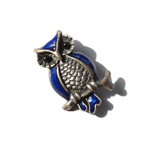 70s Vintage Enamel Owl Motif Brooch