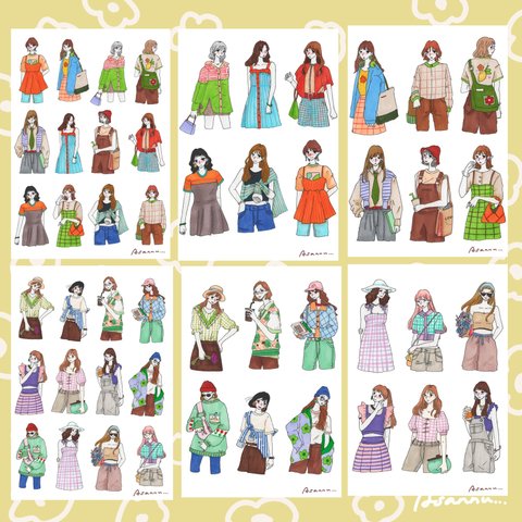 【NEW】女の子シール48個セット（no.5）Sticker Set