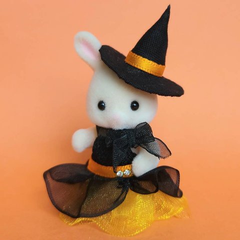 シルバニアファミリー　なりきりハロウィンコスチューム　魔女　オレンジ　シルバニア赤ちゃん服　HALLOWEEN　どきどきハロウィンパーティー　ハロウィンコスプレ　ホーンテッドマンション　ナイトパレード