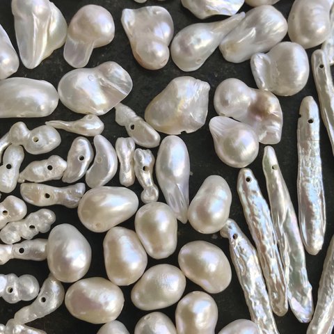 16個 淡水パール 4種セット バロックパール バロック ケシ スティック 天然 真珠 素材 パーツ 粒売り ホワイト