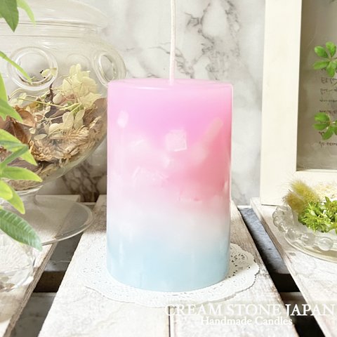 Φ6.7cm×H10cm ペタルキャンドル (シャーベット) № 000779 /Gradation Candle