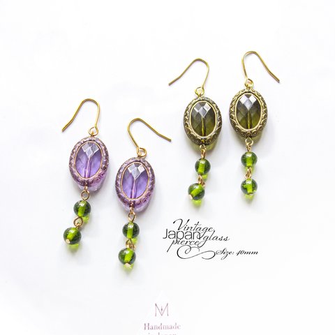 Acrylic beads × Glass beads Pierce or Earrings