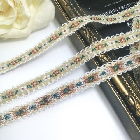 高品質❣ 5m  花柄 刺繍 リボン はぎれ  ハンドメイド 手芸 素材