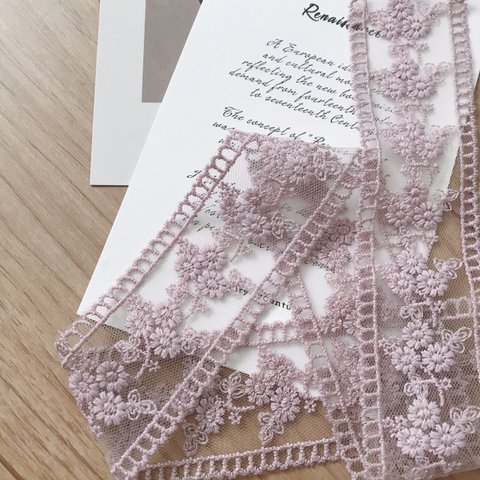 ピンクフラワー刺繍リボンテープ20cmカット♡