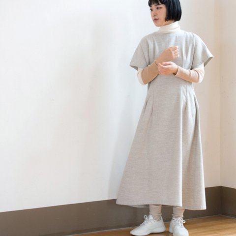 ヤク混ネル生地Ｗタックワンピース【OrganicCotton】