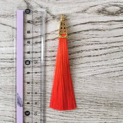 全19色【2個セット】タッセル（ゴールドキャップ付き・9cm）[チャイナレッド]