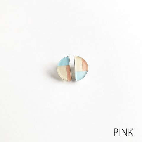 2カラー半円ピアス/PINK