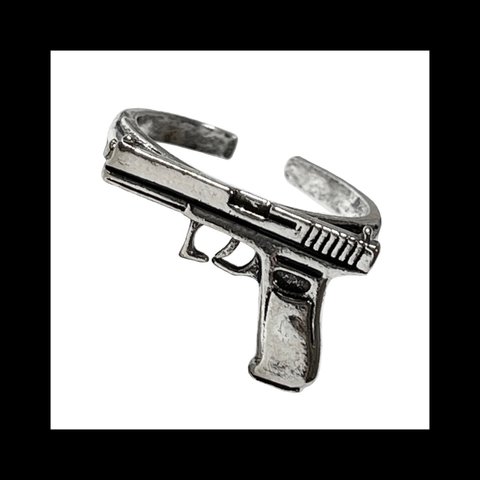 silver925【GUN_PISTOL RING】拳銃 ピストル ピープス シルバー パンク ロック メンズ 個性的 病みかわいい ヴィンテージ  銀 ユニセックス  シンプル ストリート モード
