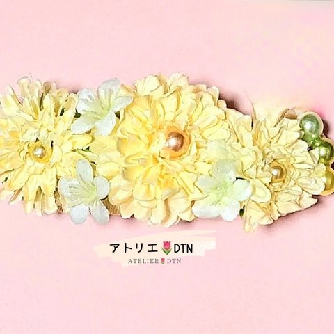 【お試し品】可憐 な 黄色い 花 の バレッタ イエロー