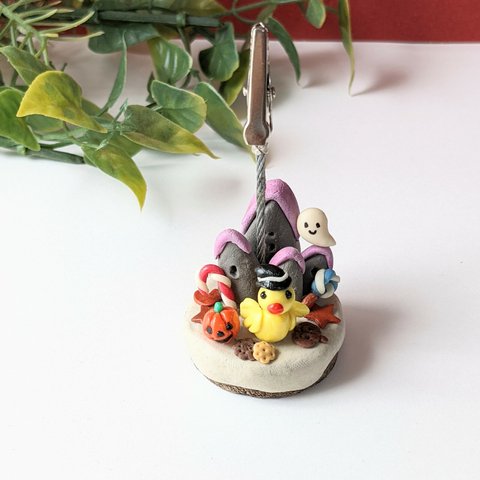  ミニチュア ハロウィン飾り メモスタンド 鳥