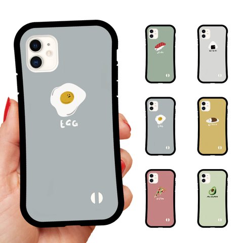 スマホケース グリップケース iPhone15 Pro ケース iPhone14 iPhone13 mini iPhone SE ケース おしゃれ かわいい フード イラスト 韓国 アボカド おにぎり