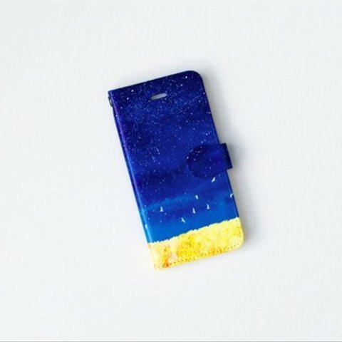 【送料無料】 手帳型iPhoneケース「藍色の、空」