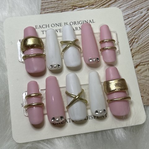 【現品】ネイルチップ/オーダーOK/ハンドメイド/ロングポイント/マットネイル