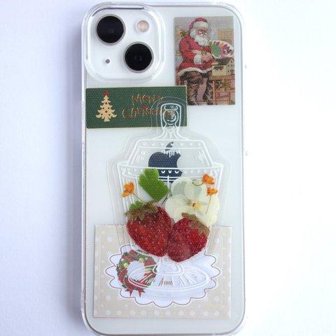 全機種対応　スマホステッカー　スマホケース押し花インナーシート☆クリスマススペシャル☆４点セット　183