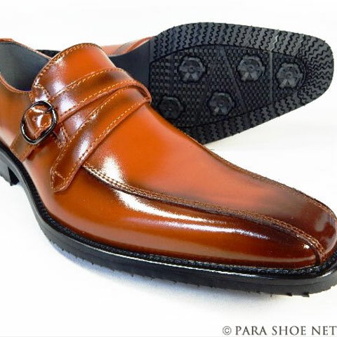 PARASHOE 本革 ストラップヴァンプスリッポン ビジネスシューズ 茶色 3E（EEE）23cm、23.5cm、24cm【小さいサイズ（スモールサイズ）革靴・紳士靴】（ps16103-br）