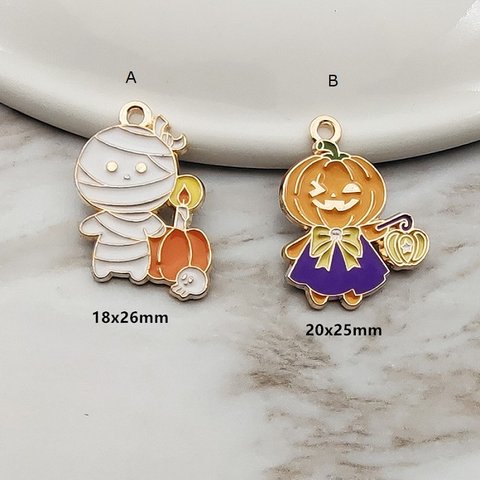 かぼちゃ お化け ハロウィン チャーム ピアスパーツ アクセサリーパーツ 2個入り