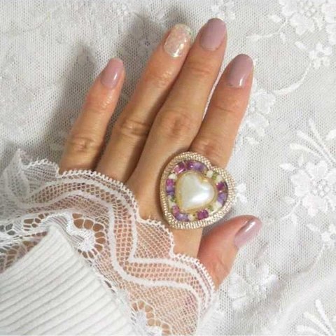 再販💓flower heart ring