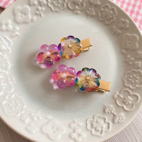 【梅と菊】和菓子みたいなミニヘアクリップ