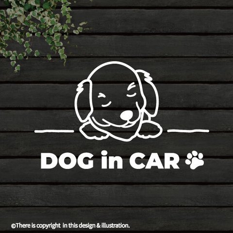 DOG IN CAR/ ゴールデンレトリバー【カッティングステッカー】手書きわんこ