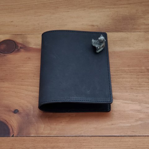 革のシンプルなほぼ日手帳カバー(ブラック）
