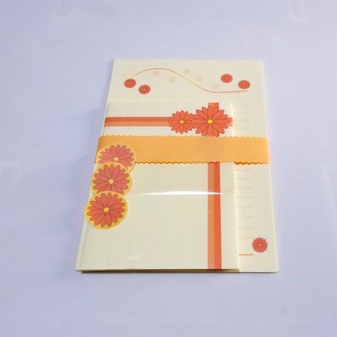 オレンジ花５【和紙】～レターセット～