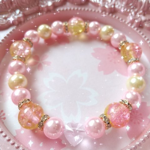 桜と菜の花のケーキ🌸💛恋するスイーツ💕一粒ハートの胸キュンブレスレット💖～桜楽🌸春のスイーツ祭り～感謝価格💝