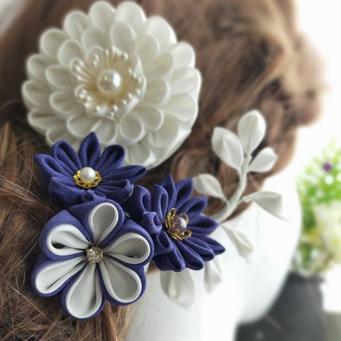 コサージュにもなる正絹の大輪花ヘアクリップ