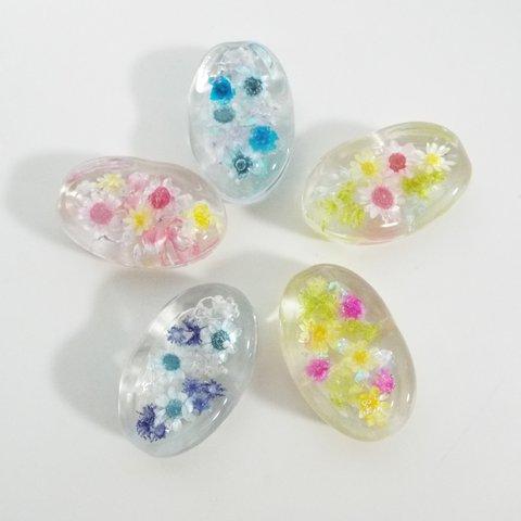 ５個セット　受注制作　お好きなお色でお作りします♡ 　お箸置き　ボタニカル 本物のお花を閉じ込めた　フラワー　レジン　　お花　ハーバリウム　プチギフト