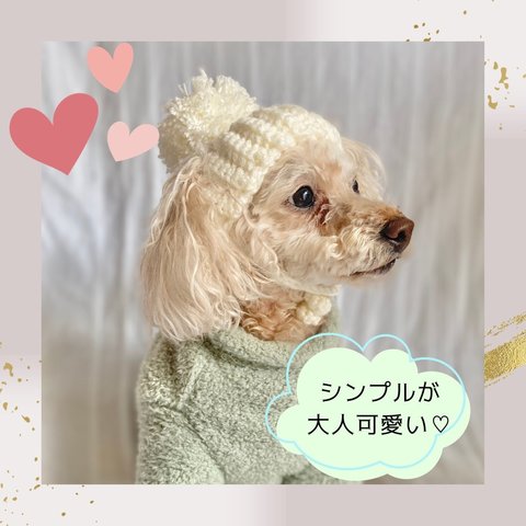 【犬用ニット帽】単色が大人可愛いニット帽子(ピュアホワイト)