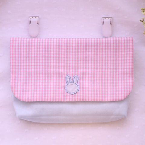 入園入学準備 ＊移動ポケット🐰うさぎシルエット刺繍🐰マチ付きの移動ポケット＊