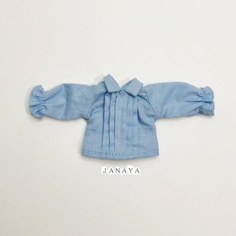 JANAYA オビツ11 ob11服　フリルブラウス　シャツ　青色　長袖