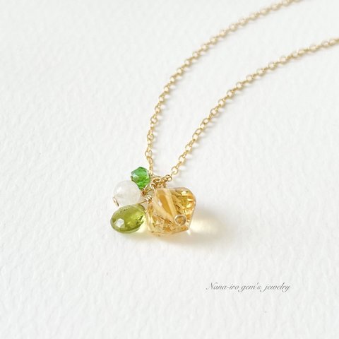 ＊訳あり＊14kgf citrine × 3stones necklace