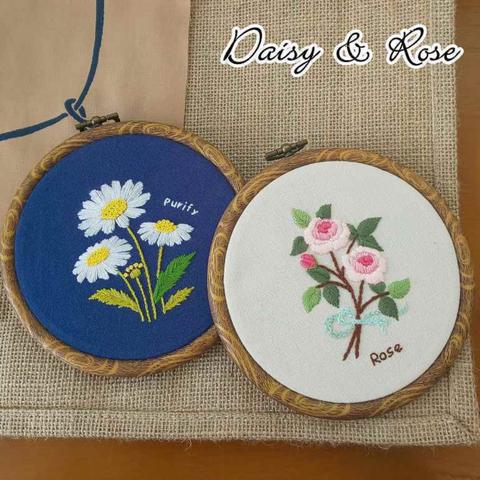 刺繍キット デイジー 薔薇 ローズ 初心者 初級 可愛い 花 かんたん フランス刺繍キット フレーム付き 人気 簡単 刺しゅうキット 刺しゅう糸 手芸キット