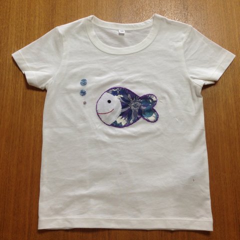 《受注制作》さかなアップリケのTシャツ（子供用）