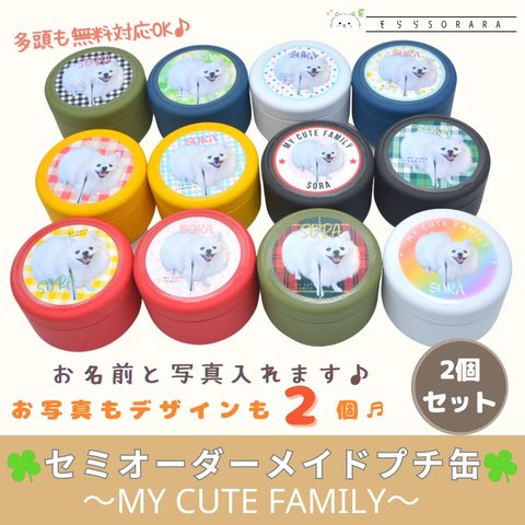 セミオーダープチ缶　My Cute Family　お得な2個セット うちの子専用 送料無料