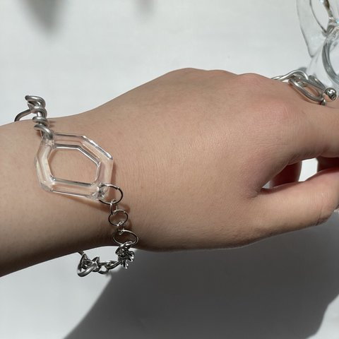 clear neji chain bangle _クリア ネジ チェーン バングル