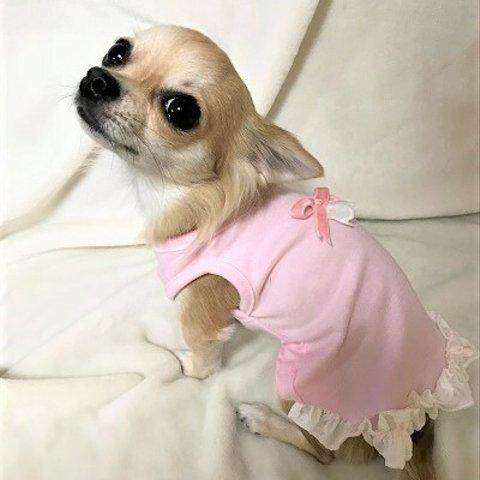 犬服　ピンクフリルタンク