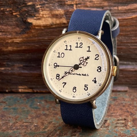 ◆真鍮製　クォーツ式手作り腕時計　◆LBQ-3085-SMPL【コバ仕上げ有り】