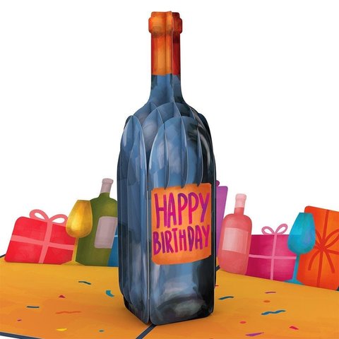 ポップアップグリーティングカード　Vintage Wine Birthday