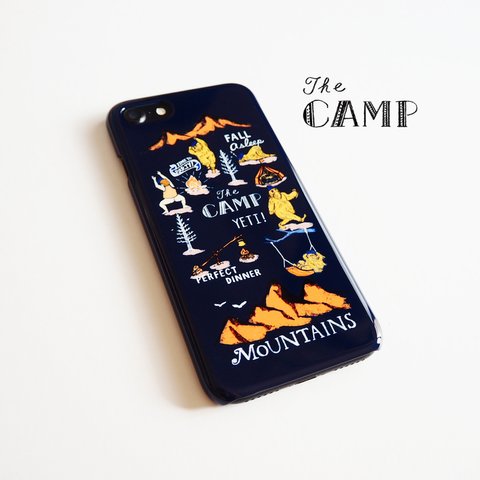 CAMP スマホケース ネイビー&マスタード