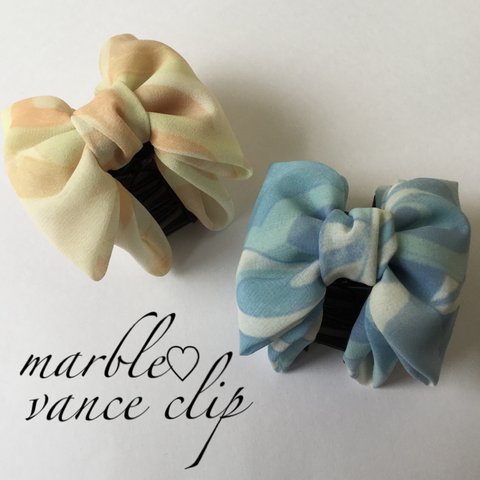 送料無料★【バンスクリップ】marble ribbon♡