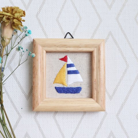 再販🌟刺繍ミニフレーム＊ヨット⛵️