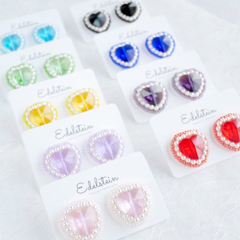 ハートの耳飾り/ ゆめかわいい ピアス / イヤリング / 推し活にも使える ❤︎ 推し色アクセサリー / イメージカラーや担当カラーで可愛く推し事 ♡⃜