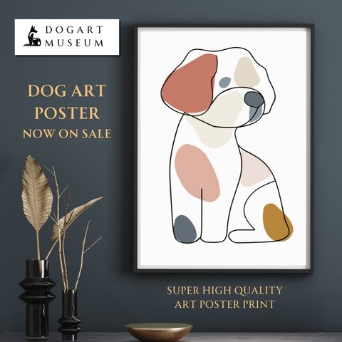 【犬と線 - ビションフリーゼ犬 No.1】モダンアートポスター ラインアート 犬の絵 犬の絵画 犬のイラスト